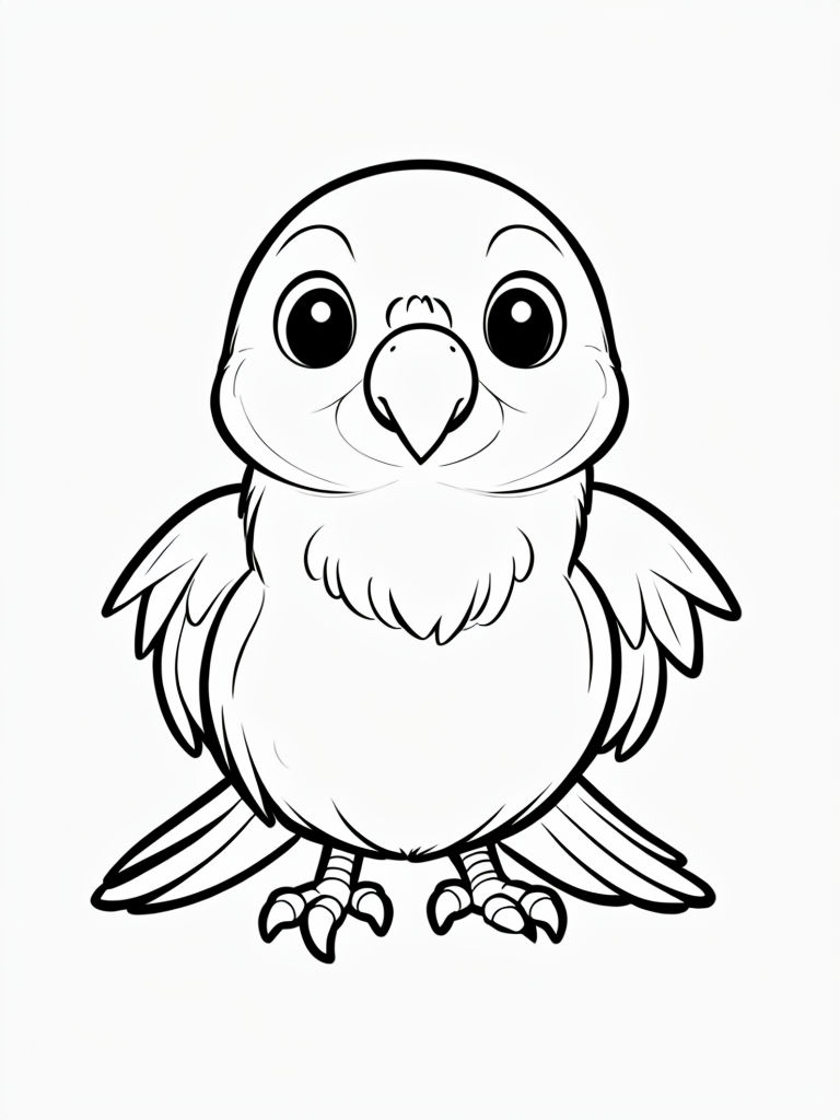 Cute Cartoon Bird Line Art Illustration for Coloring Book Pages