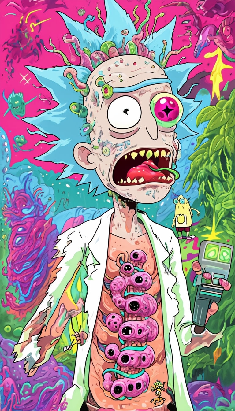 Psychedelic Rick Sanchez Surreal Art Design Phone Case Cover