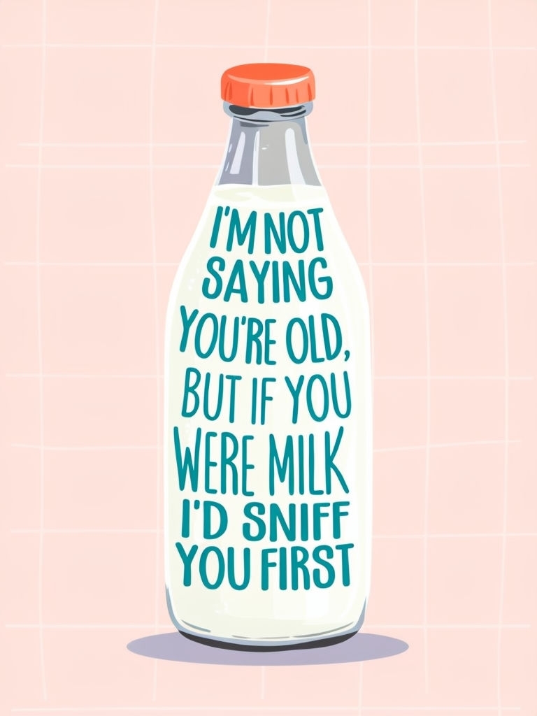 Humorous Milk Bottle Birthday Card Design for Cheerful Celebration