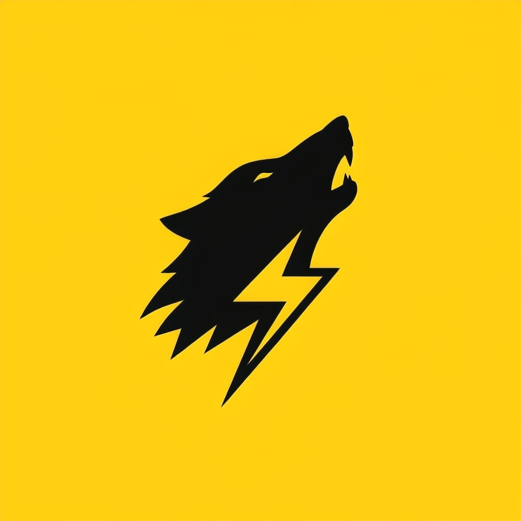 Dynamic Wolf Lightning Bolt Minimalist Logo Design