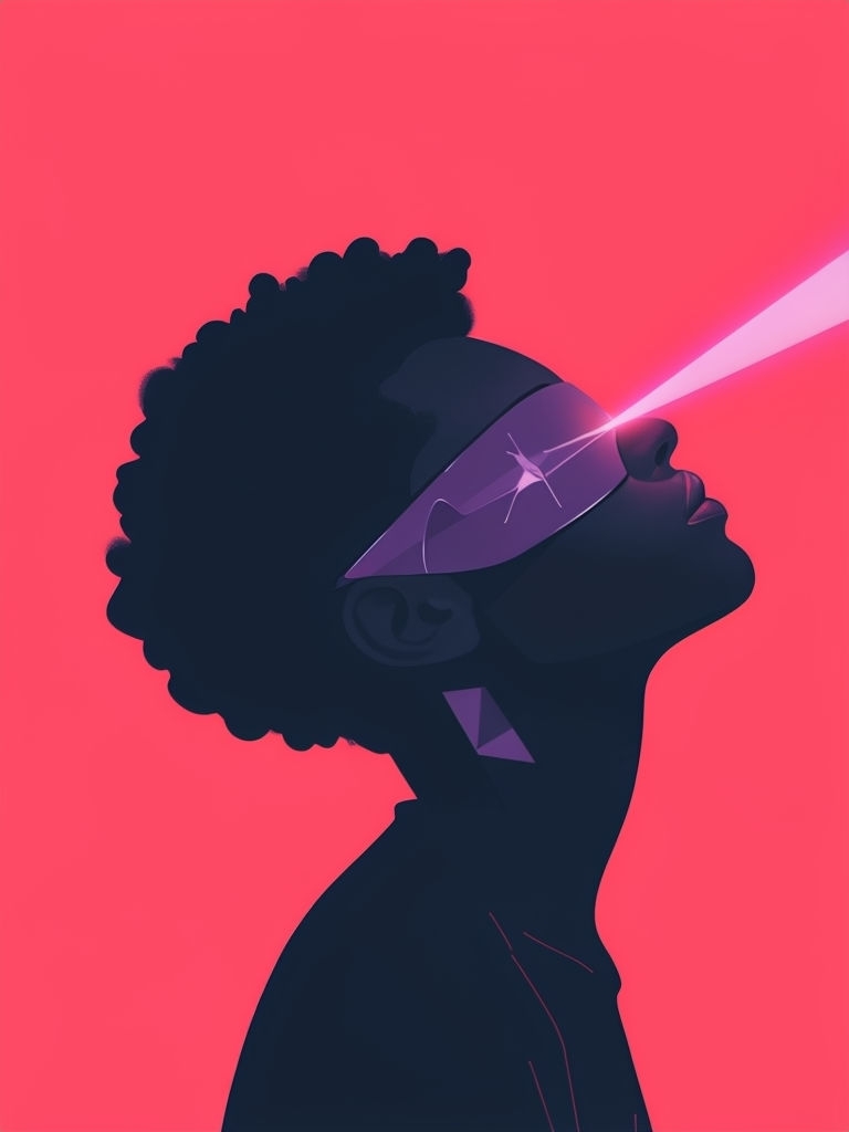 Modern Minimalist Silhouette with Neon Beam Art