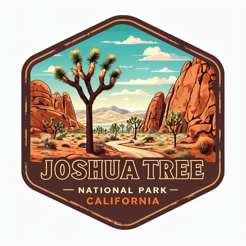 Vintage Joshua Tree National Park Logo in Retro Style