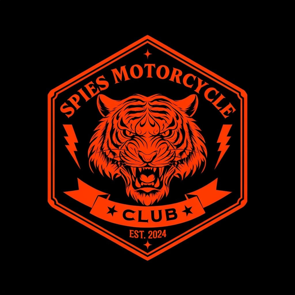 Roaring Tiger Emblem with Lightning for Spies Motorcycle Logo