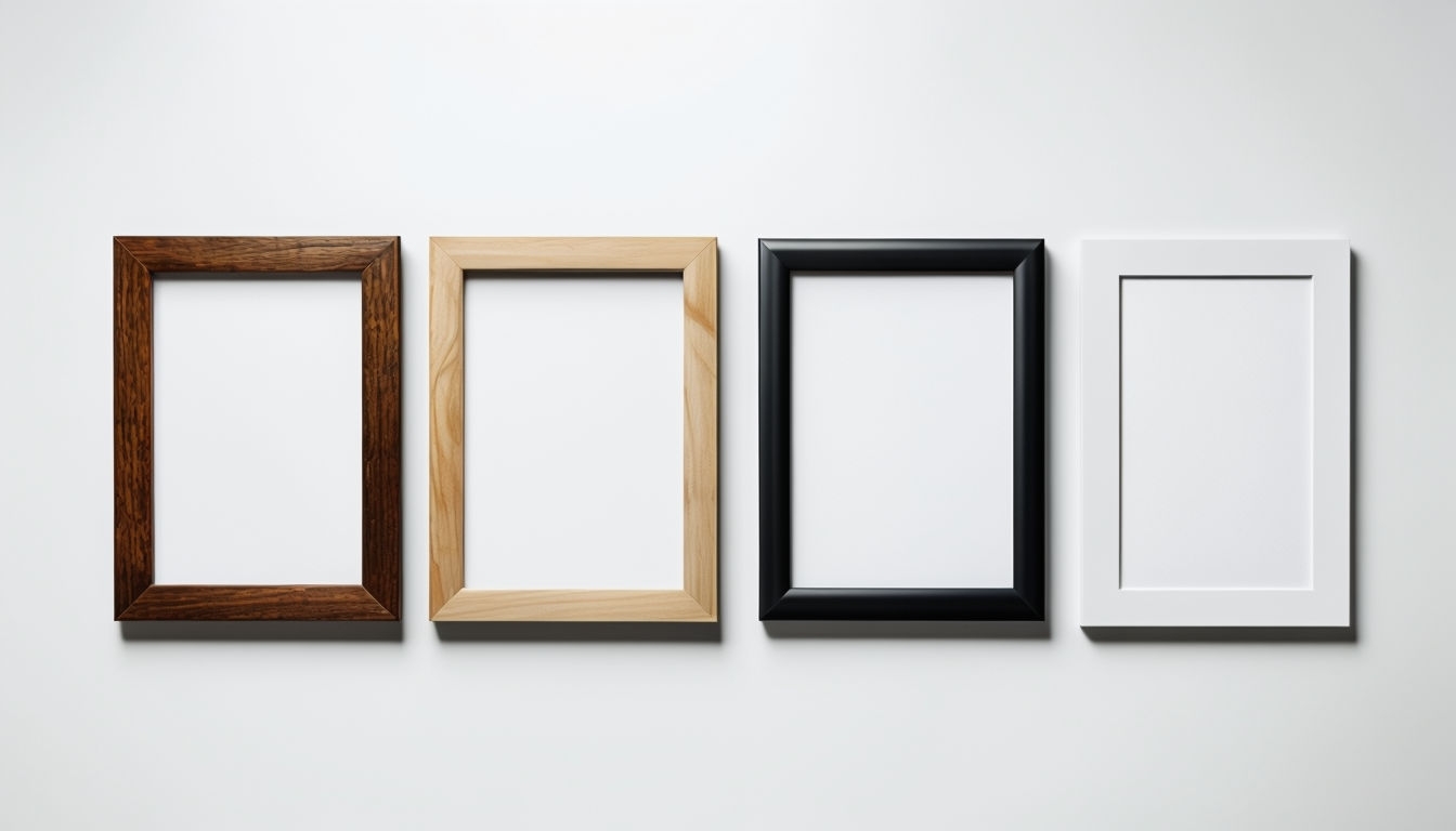 Elegant Display of Four Empty Picture Frames Mockup