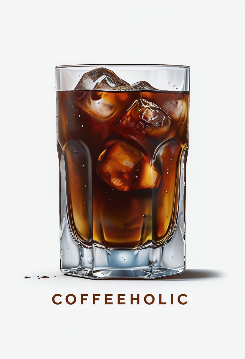 Stylish Crystal Whiskey Glass with Cold Brew Coffee Poster