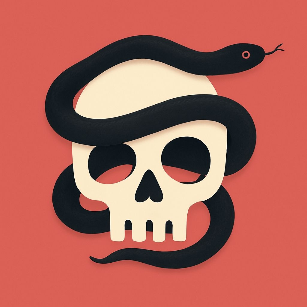 Eerie Minimalist Skull and Snake Illustration Art