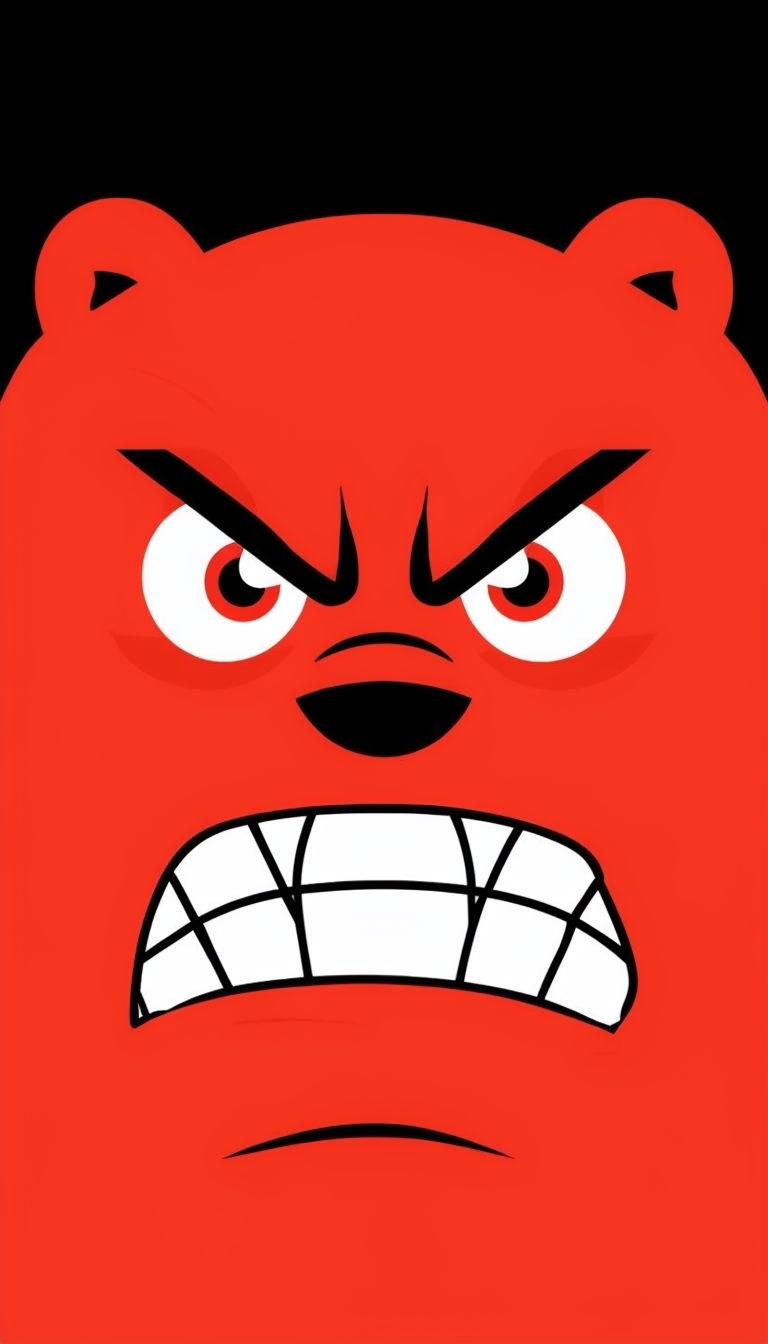 Fierce Red Angry Bear Cartoon Minimalist Phone Case Cover