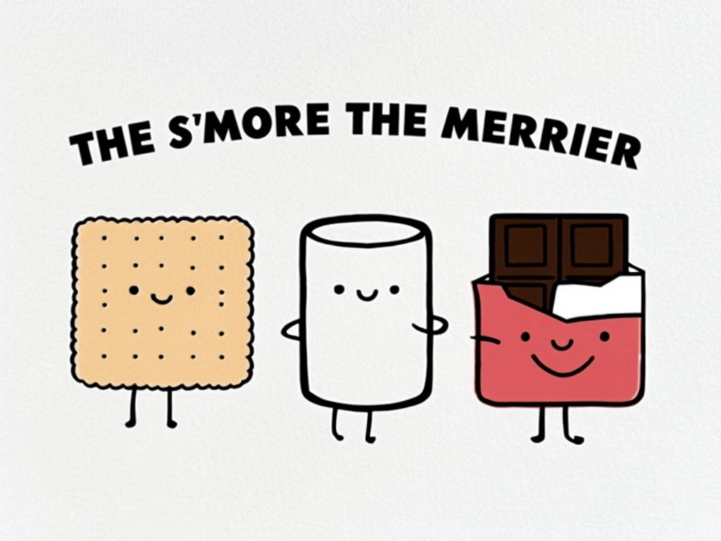 Playful S'mores Characters Illustration with Cheerful Expression Card
