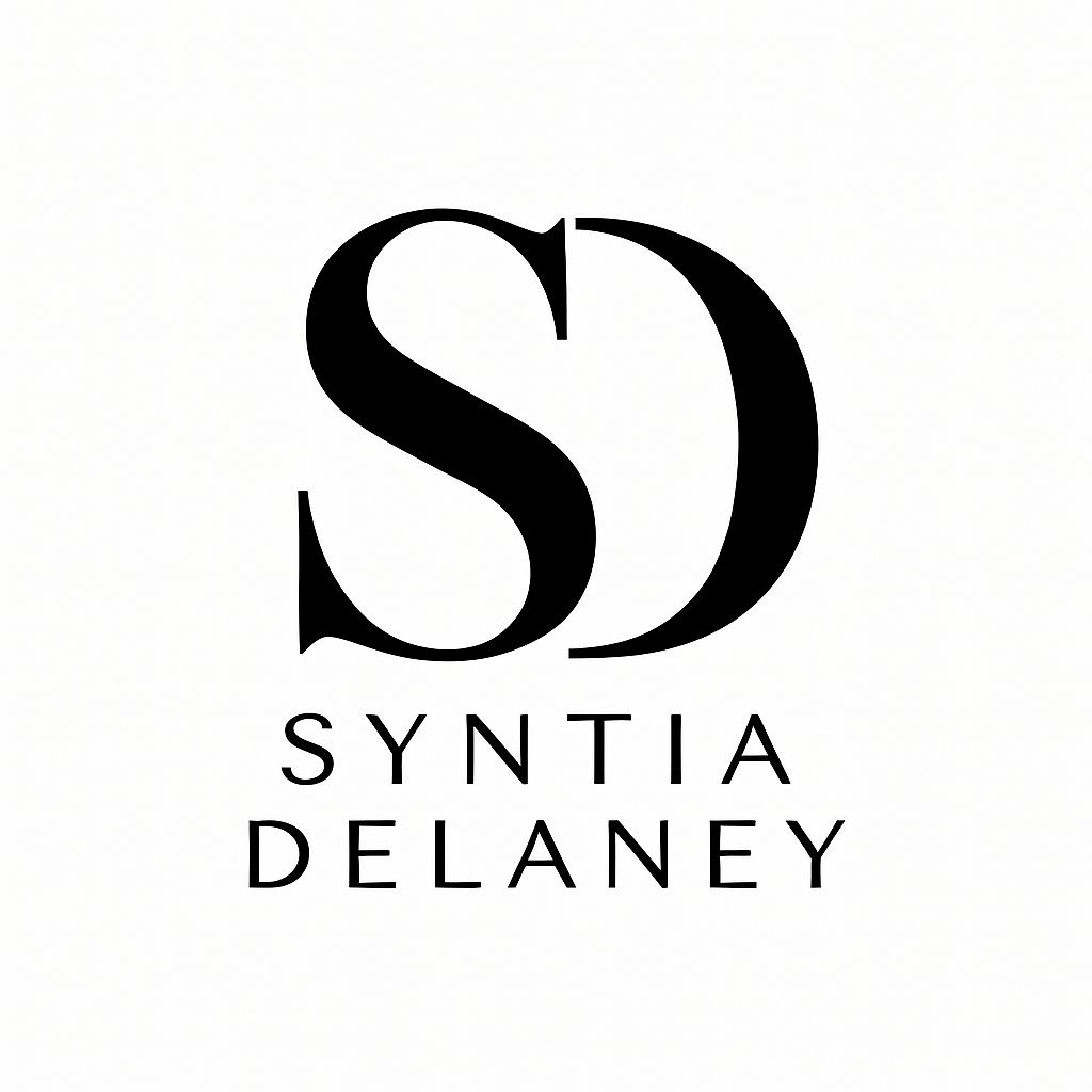 Elegant Black Serif SD Logo with Syntia Delaney Text Monogram