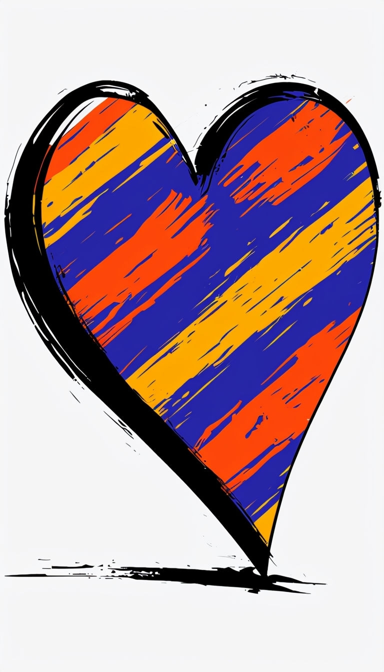 Vibrant Heart-Shaped Abstract Design with Striped Pattern Phone Case Cover