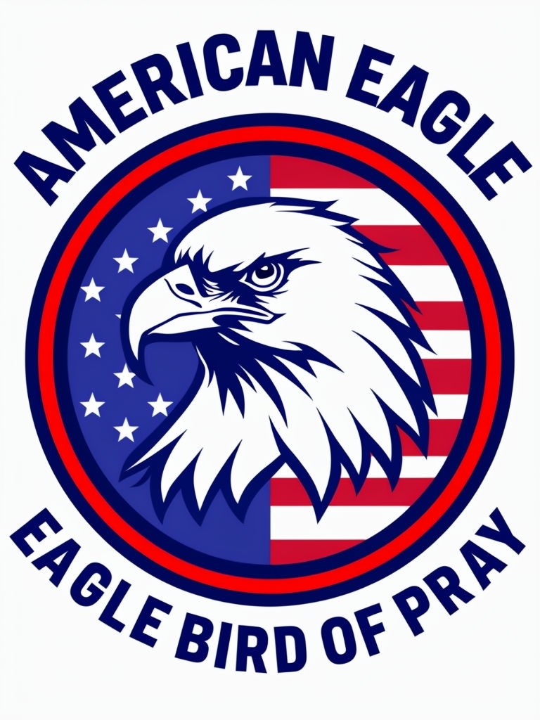 Patriotic American Eagle Logo with Flag Elements T-Shirt