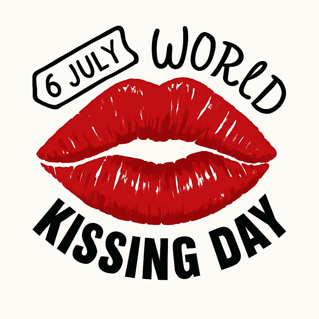 Festive Red Lips Illustration for World Kissing Day Sticker