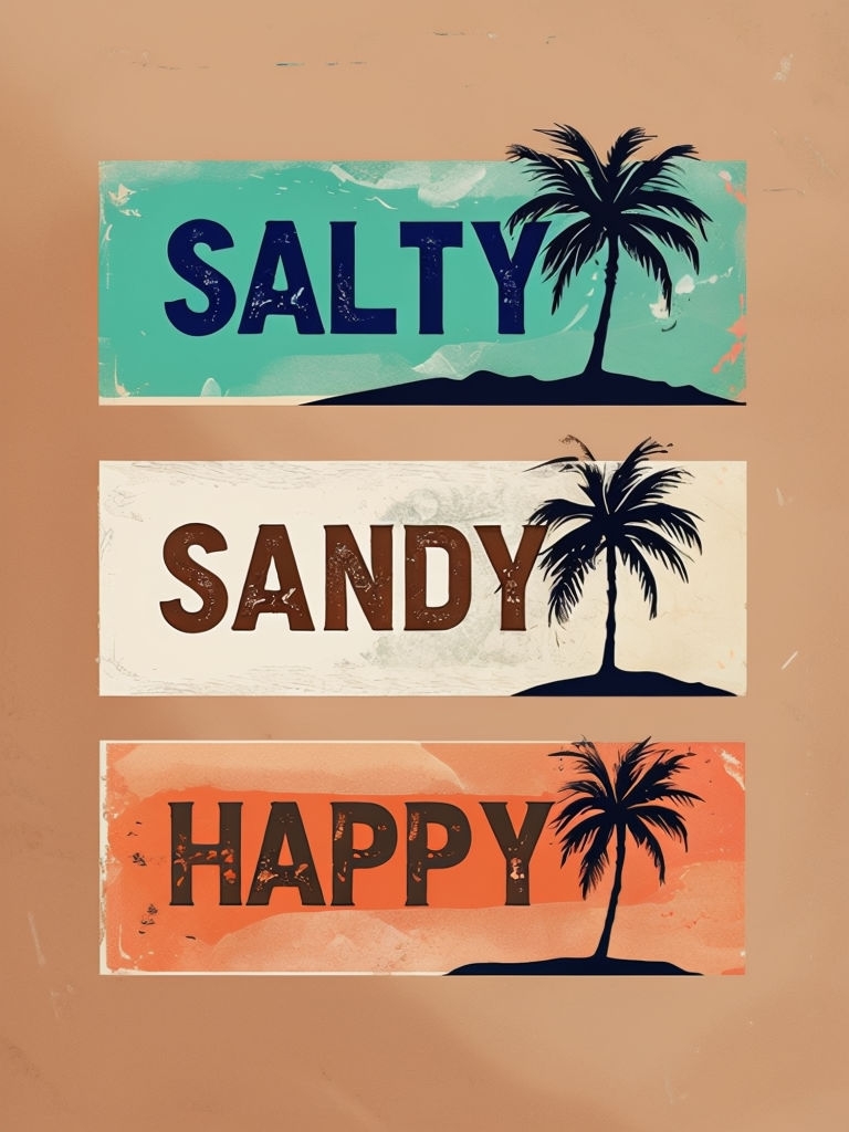 Tropical Salty Sandy Happy Graphic Design T-Shirt