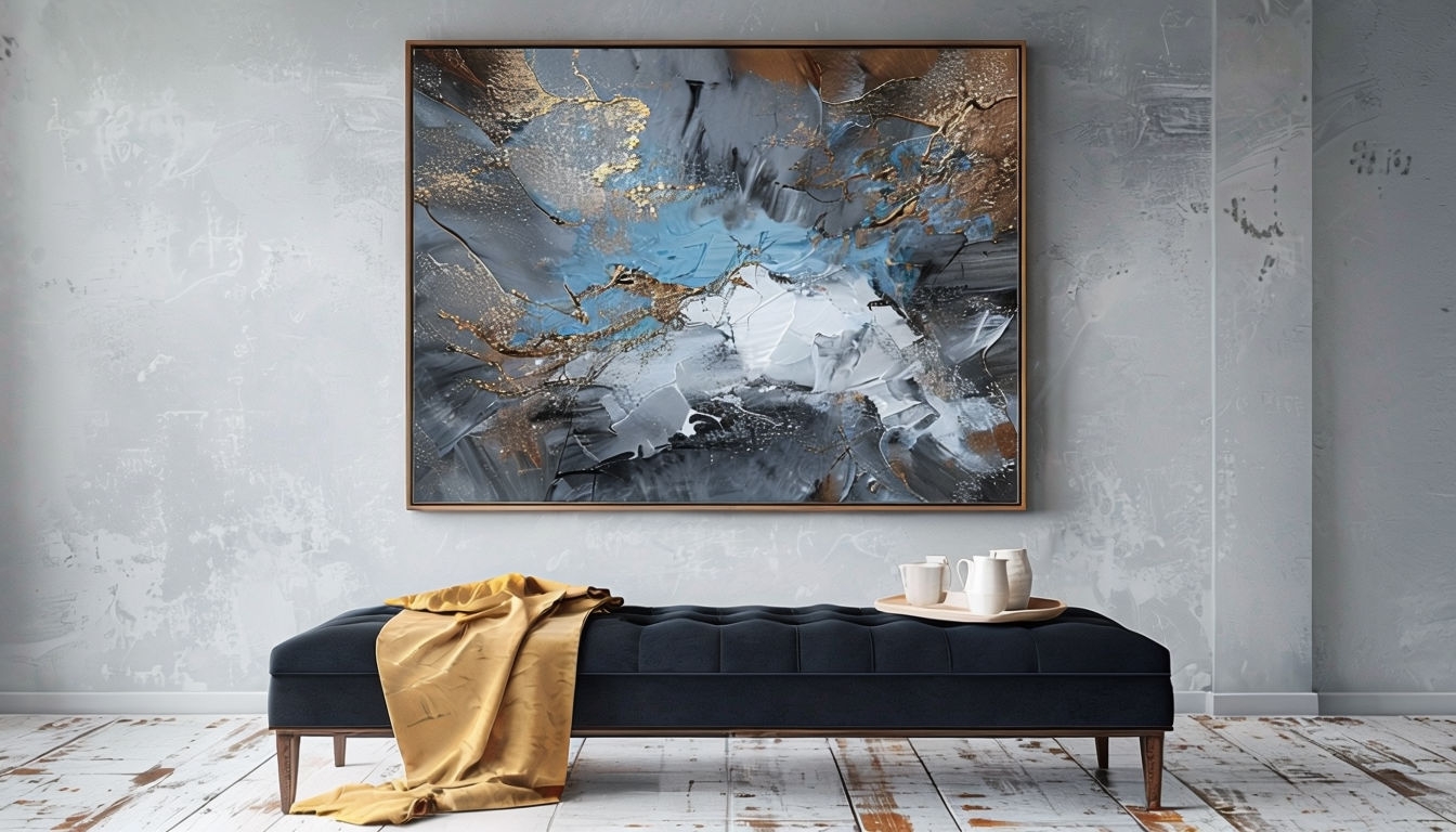 Modern Abstract Painting in Elegant Interior Scene Art