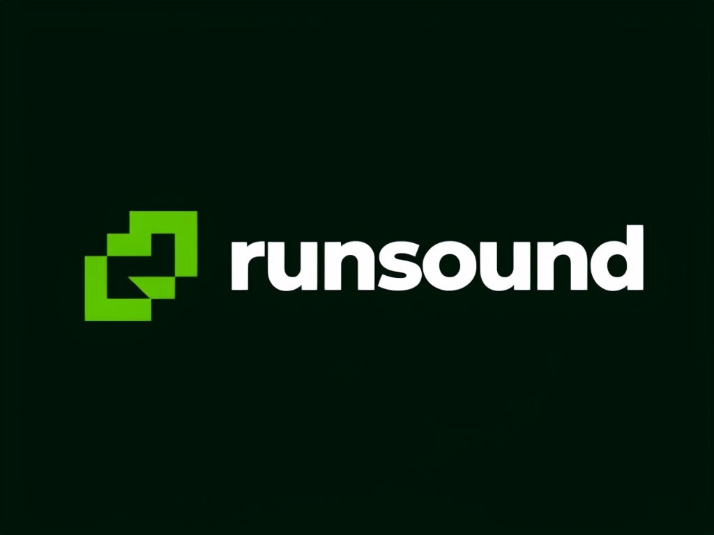 Modern Minimalist Geometric Runsound Logo Design on Black Background Logo