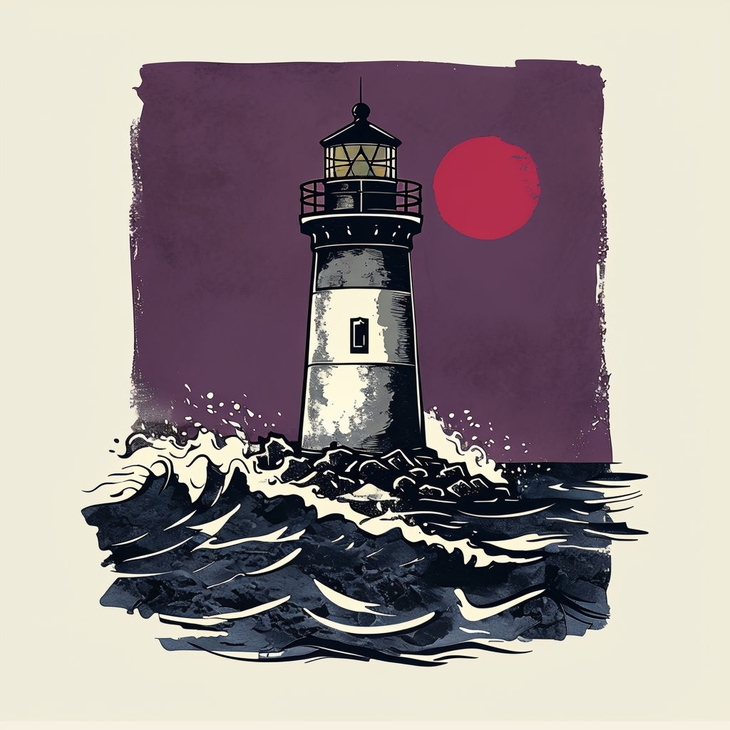 Stormy Lighthouse Graphic Illustration for T-Shirt