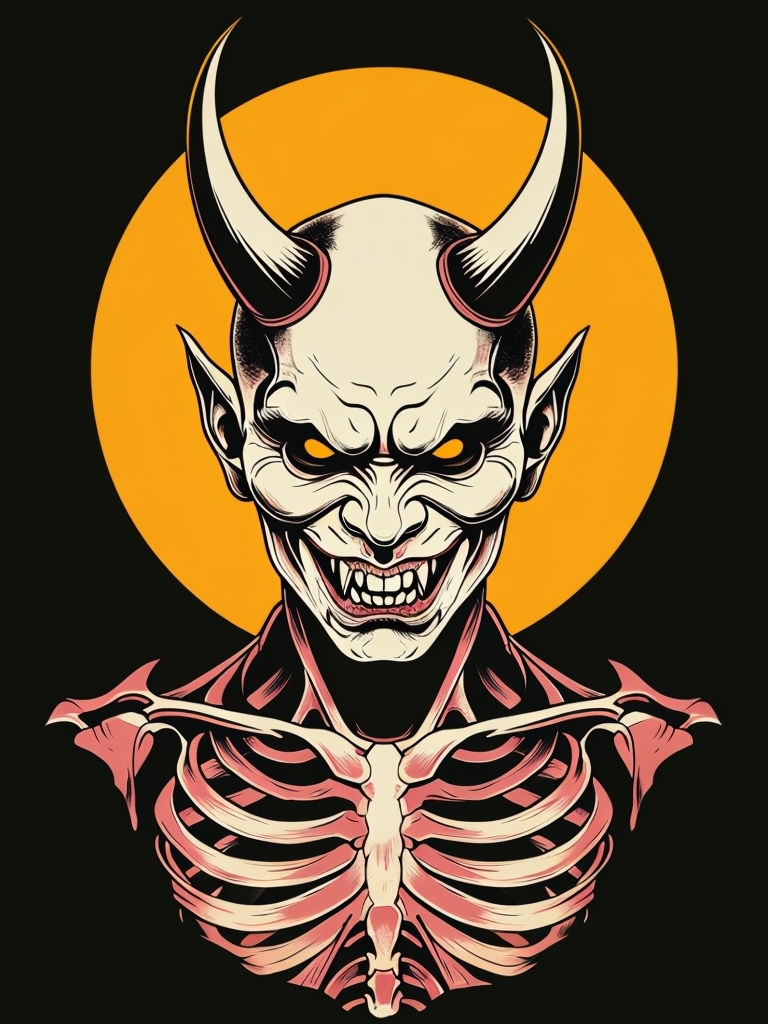 Demonic Figure with Halo Illustration T-Shirt