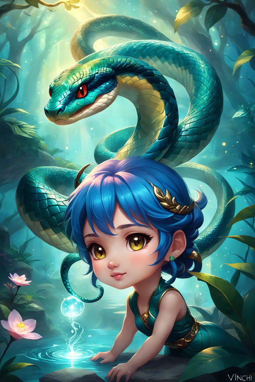 Ethereal fantasy concept art of chibi snake. magnificent by Hrvatski ...