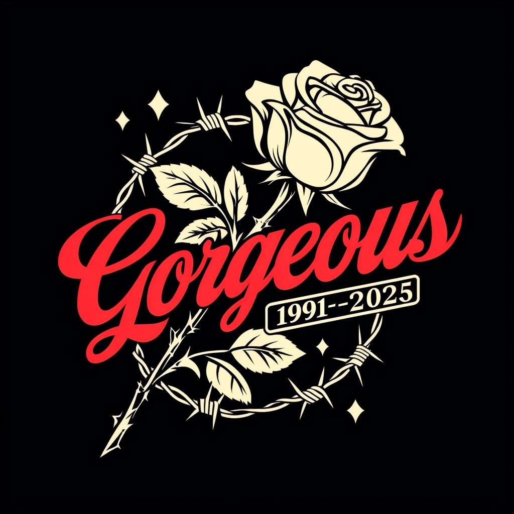 Cream Rose with Barbed Wire and Gorgeous Text T-Shirt