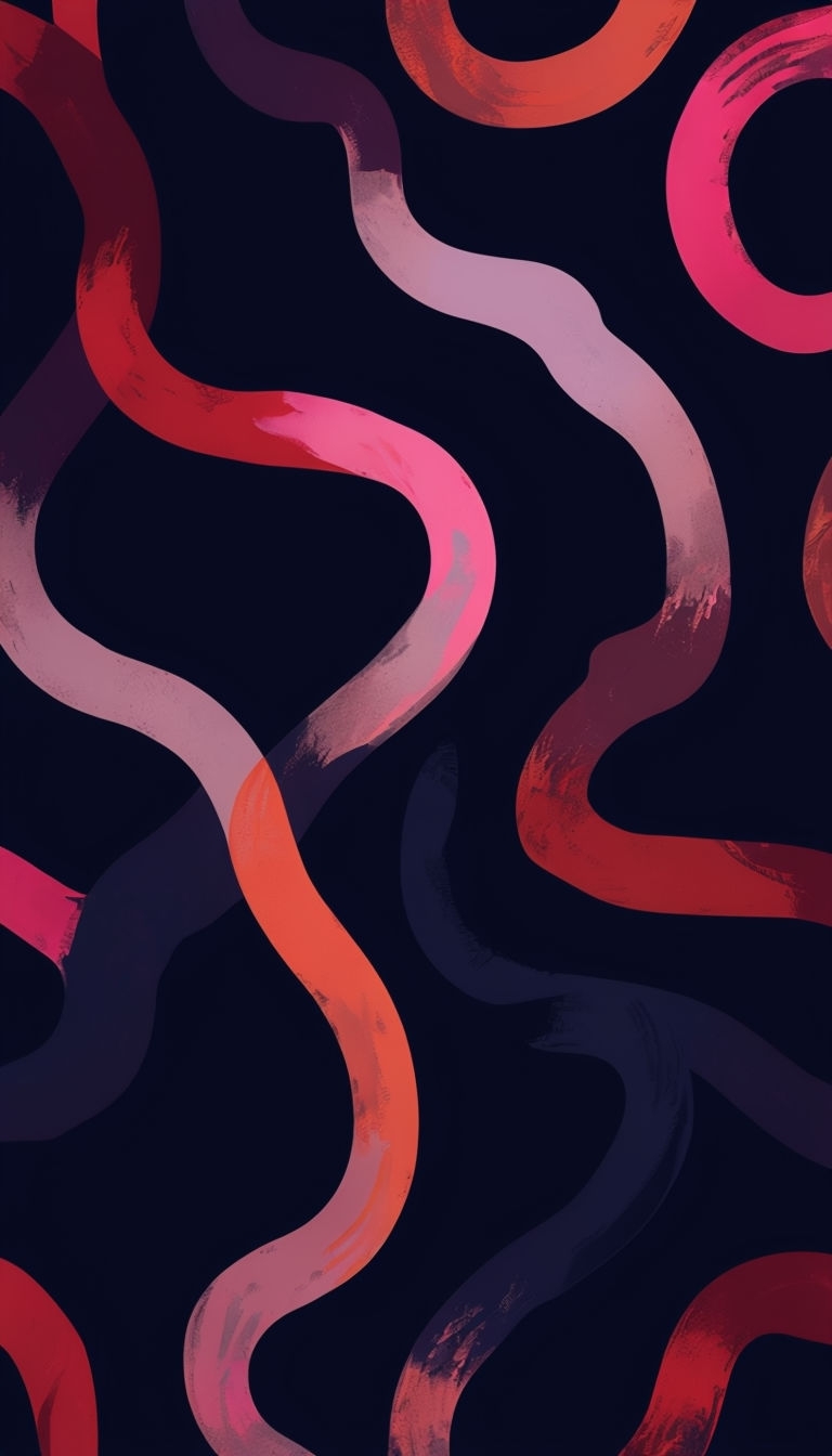 Vibrant Abstract Curved Lines Pattern on Dark Navy Background Mobile Wallpaper
