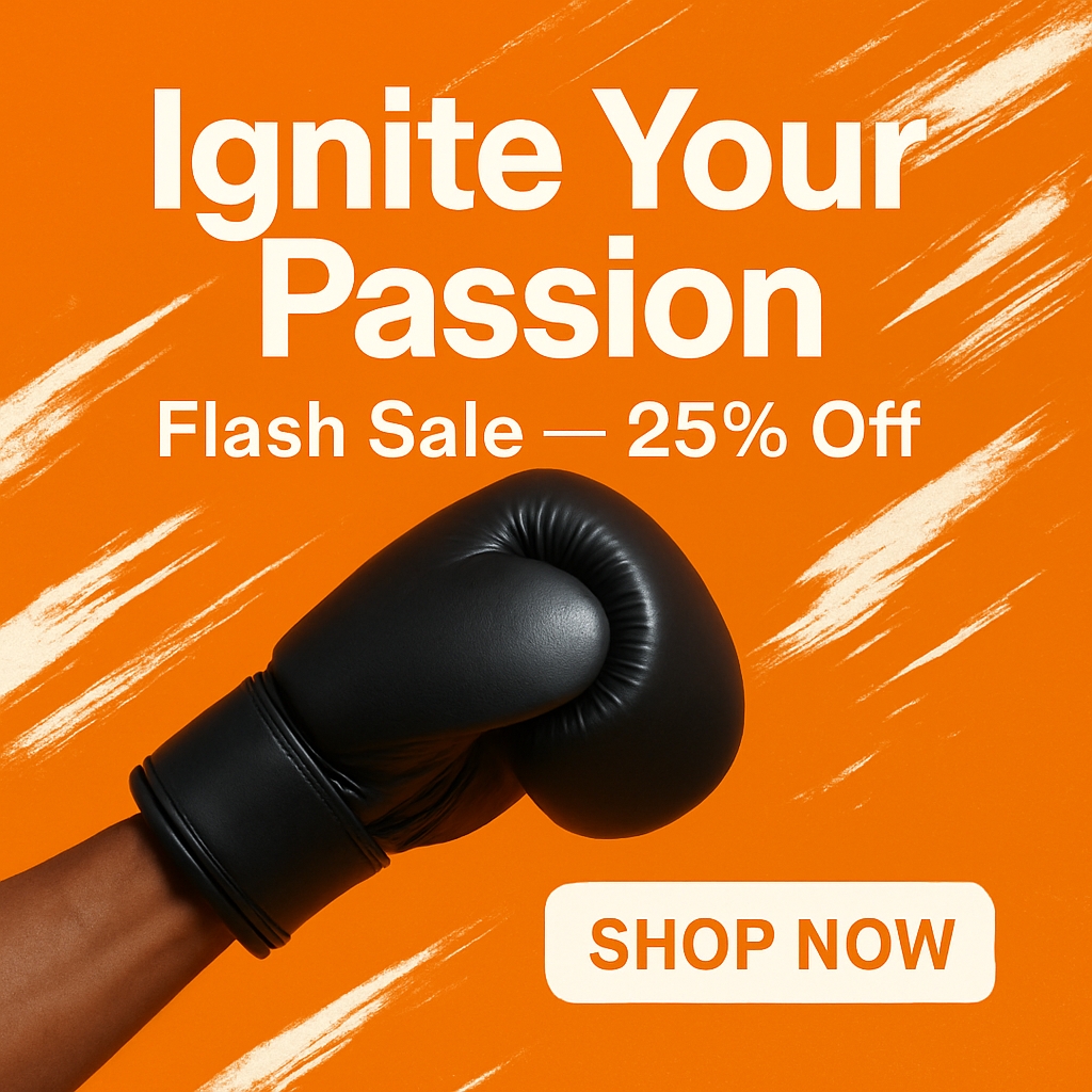 Vibrant Boxing Glove Flash Sale Advertisement Design Ads