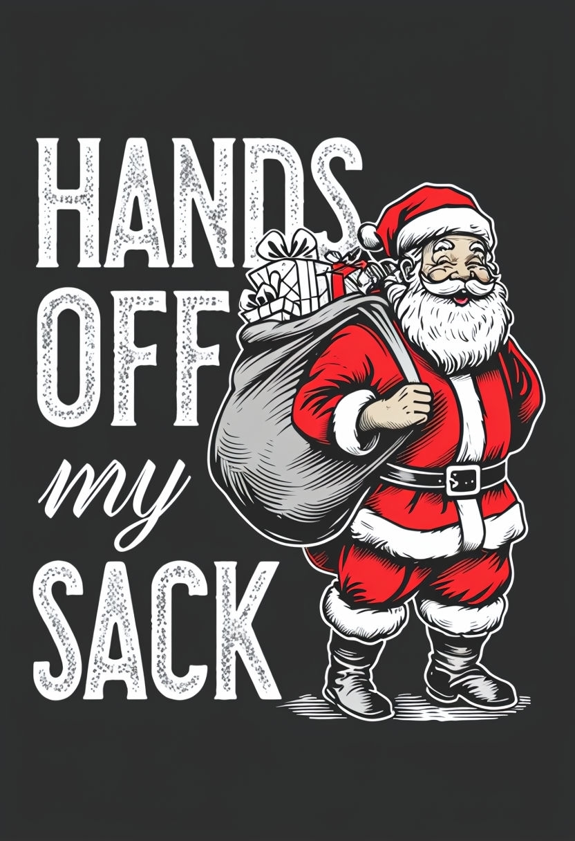 Vintage Holiday 'Hands Off My Sack' Santa Claus T-Shirt