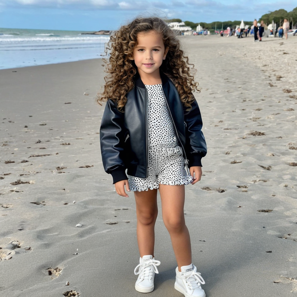 Full body of a really beautiful 5 year old girl with curly l... by ...