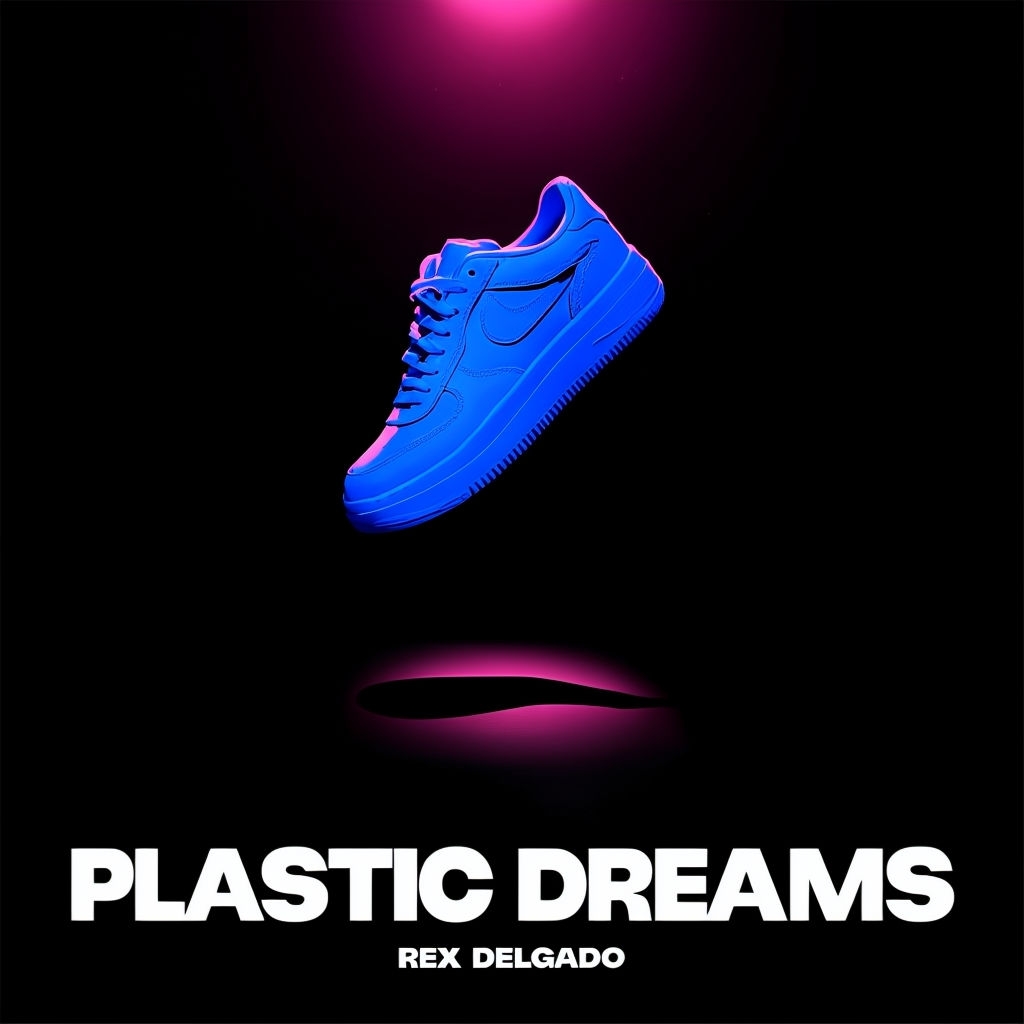 Bold Blue Sneaker Floating on Dark Background for Album Cover Spotify Album Cover