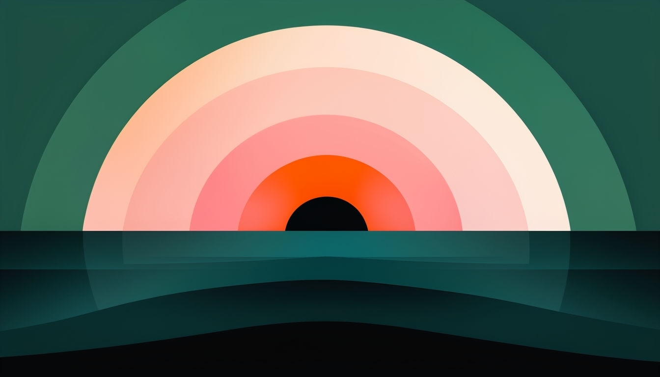 Serene Minimalist Sunrise Over Ocean Abstract Artwork Background