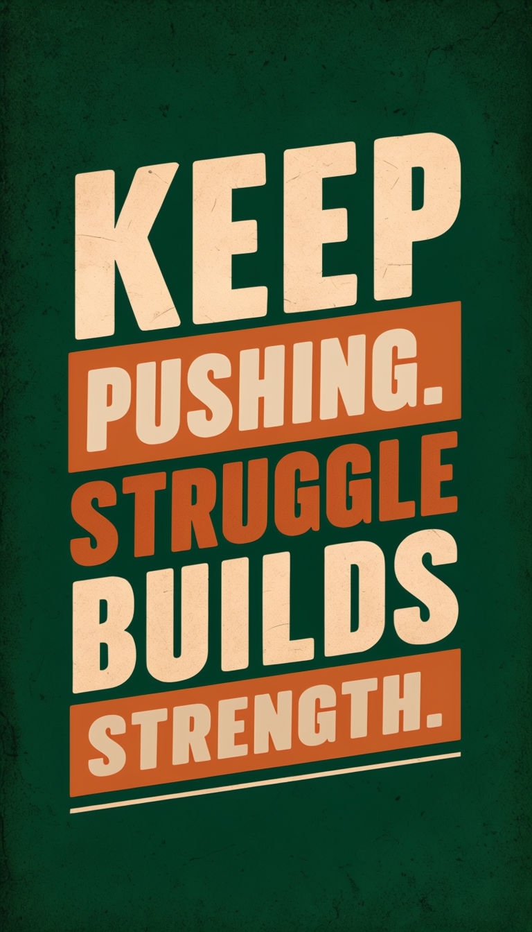 Keep Pushing Motivational Typography Design Mobile Wallpaper