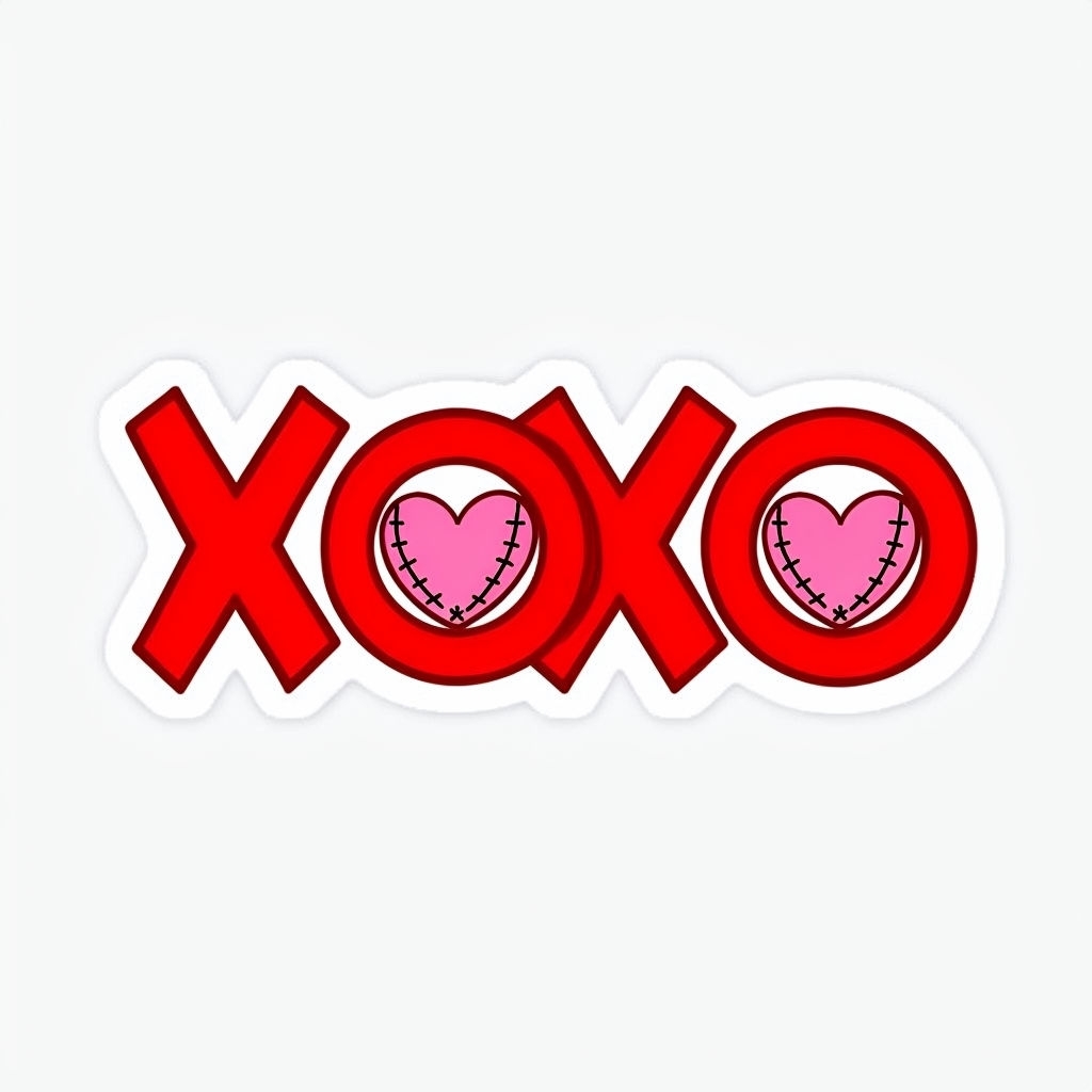 Playful XOXO Design with Hearts for Cheerful Sticker