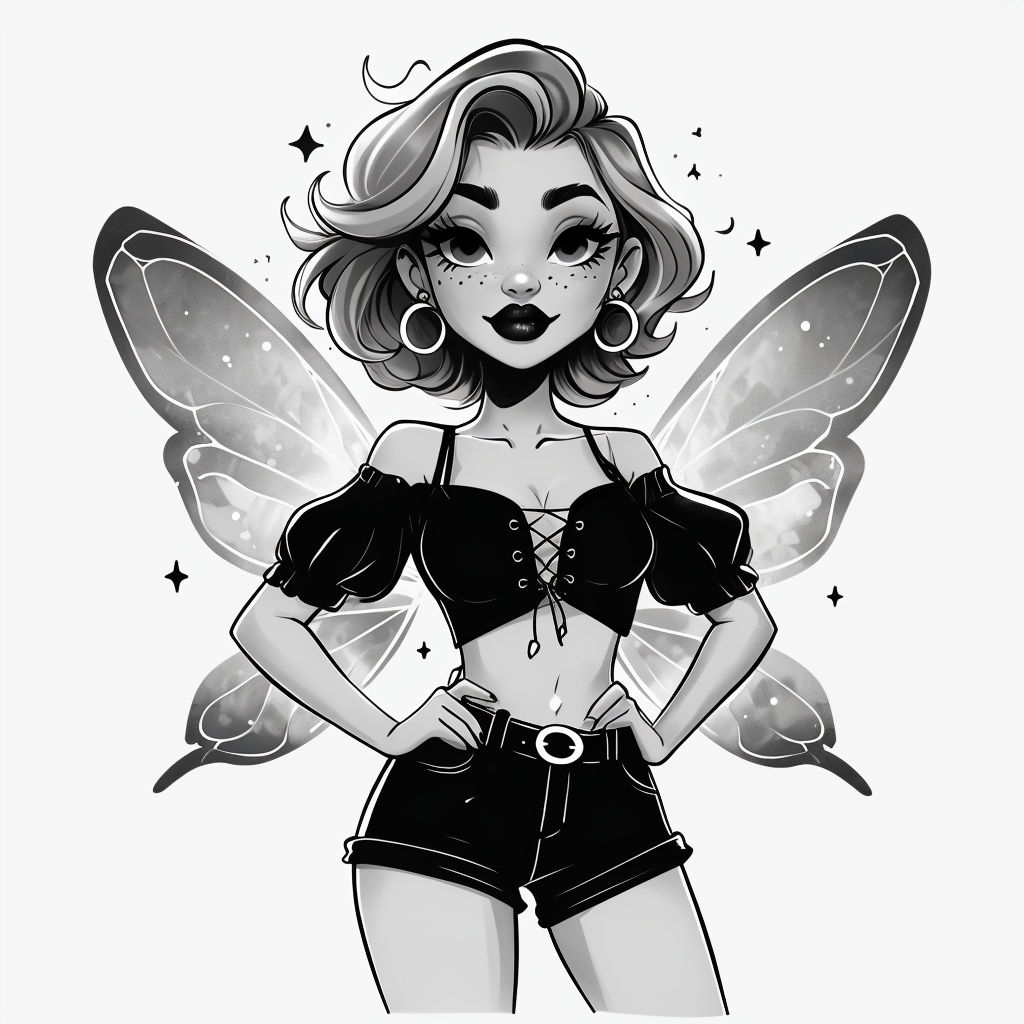 Confident Fairy Character Illustration with Magical Wings Art