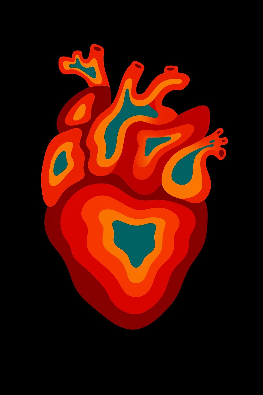 Vibrant Abstract Human Heart Art Illustration T-Shirt