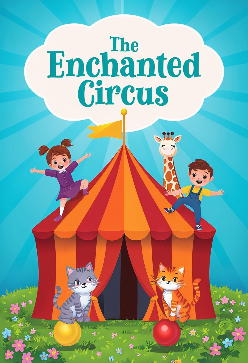 Vibrant 'The Enchanted Circus' Children's EBook Cover Art