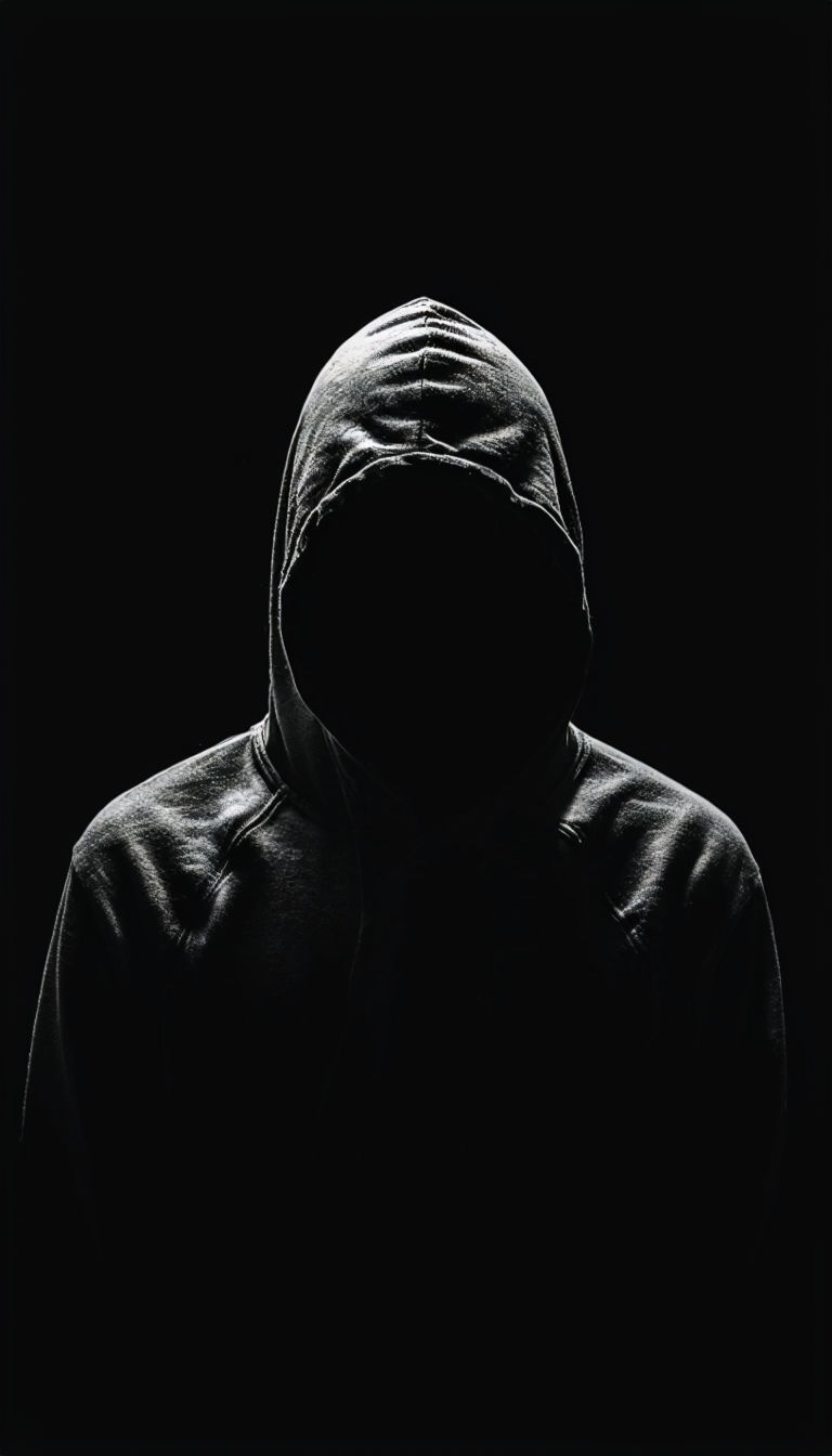 Mysterious Hooded Figure Photo with Eerie Shadows Art