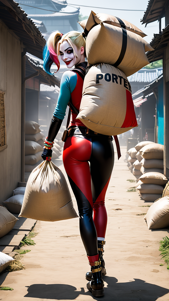 Harley Quinn bending over.