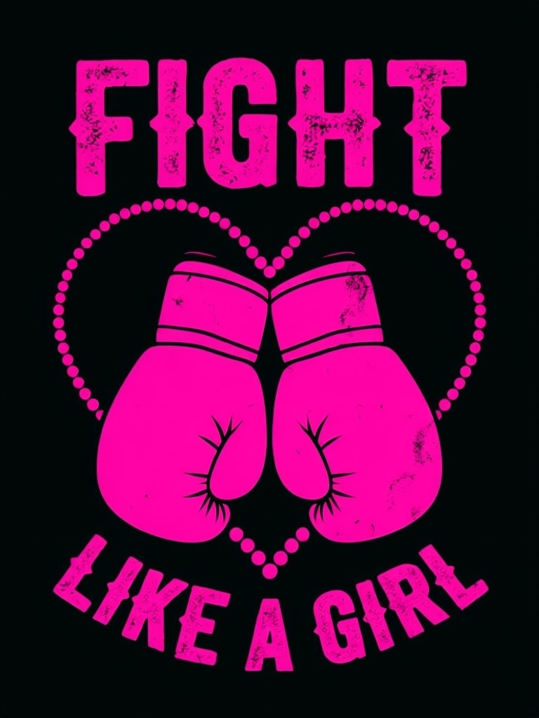 Empowering Fight Like a Girl Boxing Gloves Graphic T-Shirt