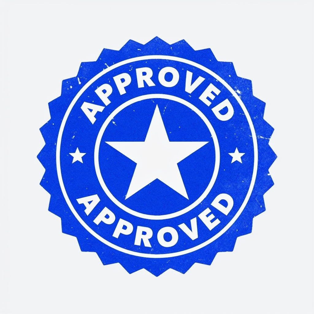 Sapphire Blue Approved Seal Logo Design Illustration Sticker