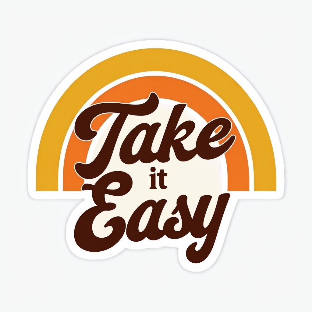 Retro 'Take it Easy' Rainbow Text Sticker Design