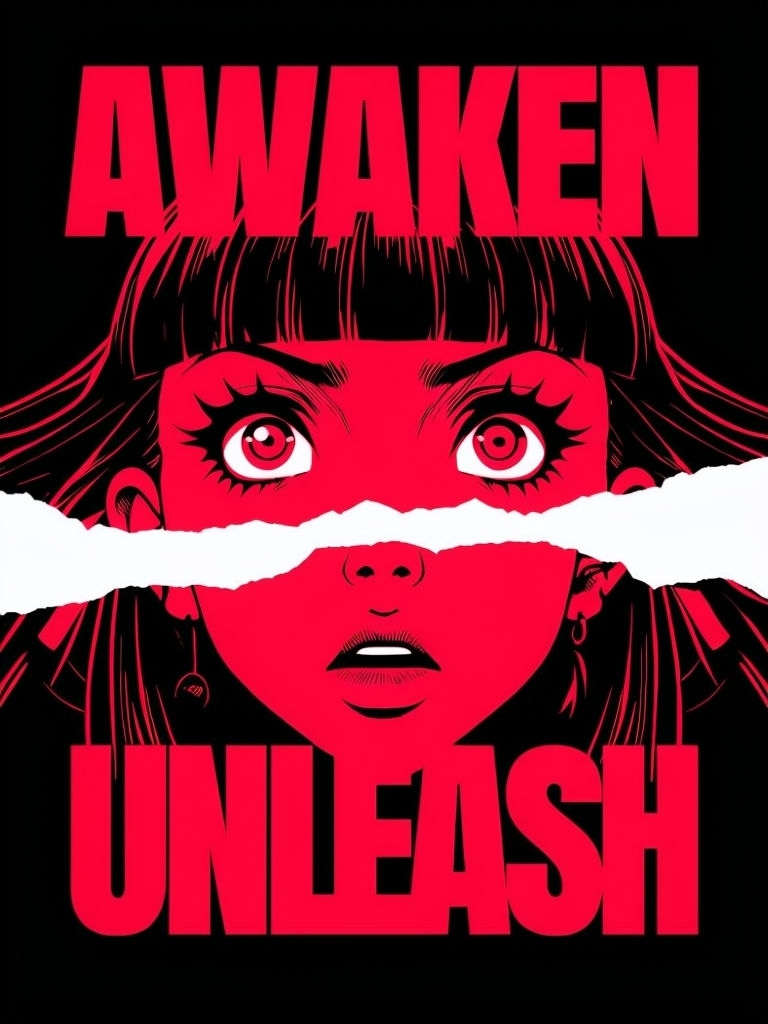 Vibrant Manga Character Awakening Design T-Shirt