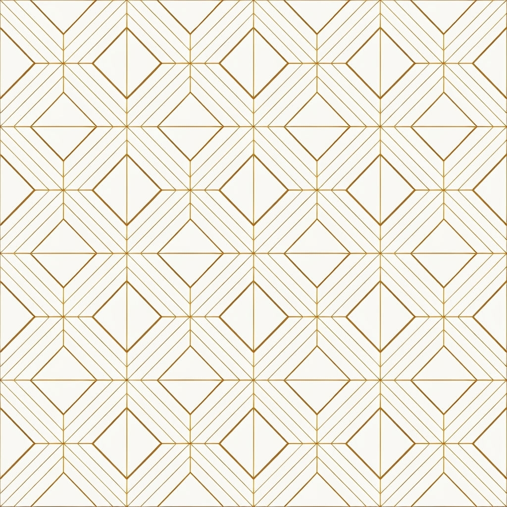 Elegant Cream and Gold Diamond Geometric Seamless Pattern