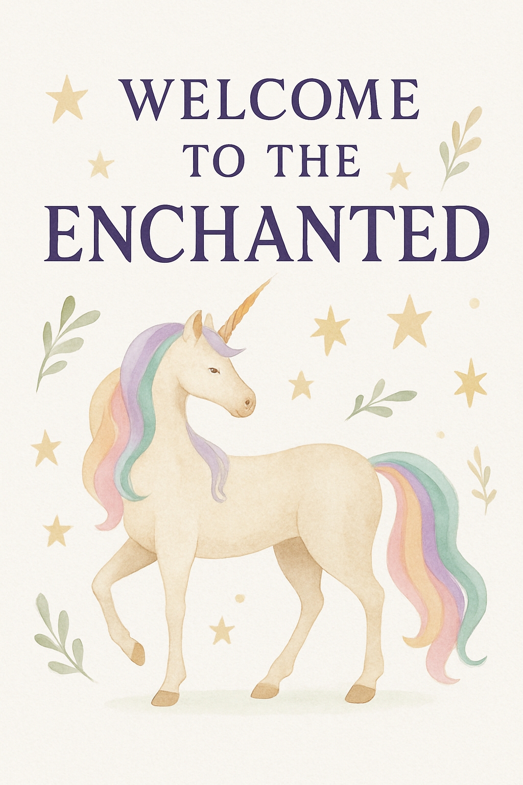 Whimsical Unicorn Welcome to the Enchanted Illustration Event Sign
