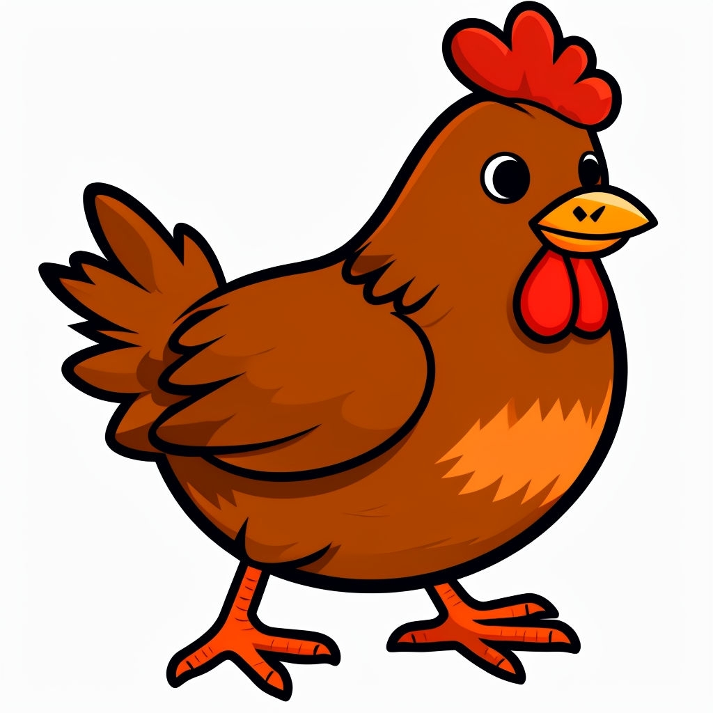 Playful Cartoon Brown Chicken Illustration Sticker