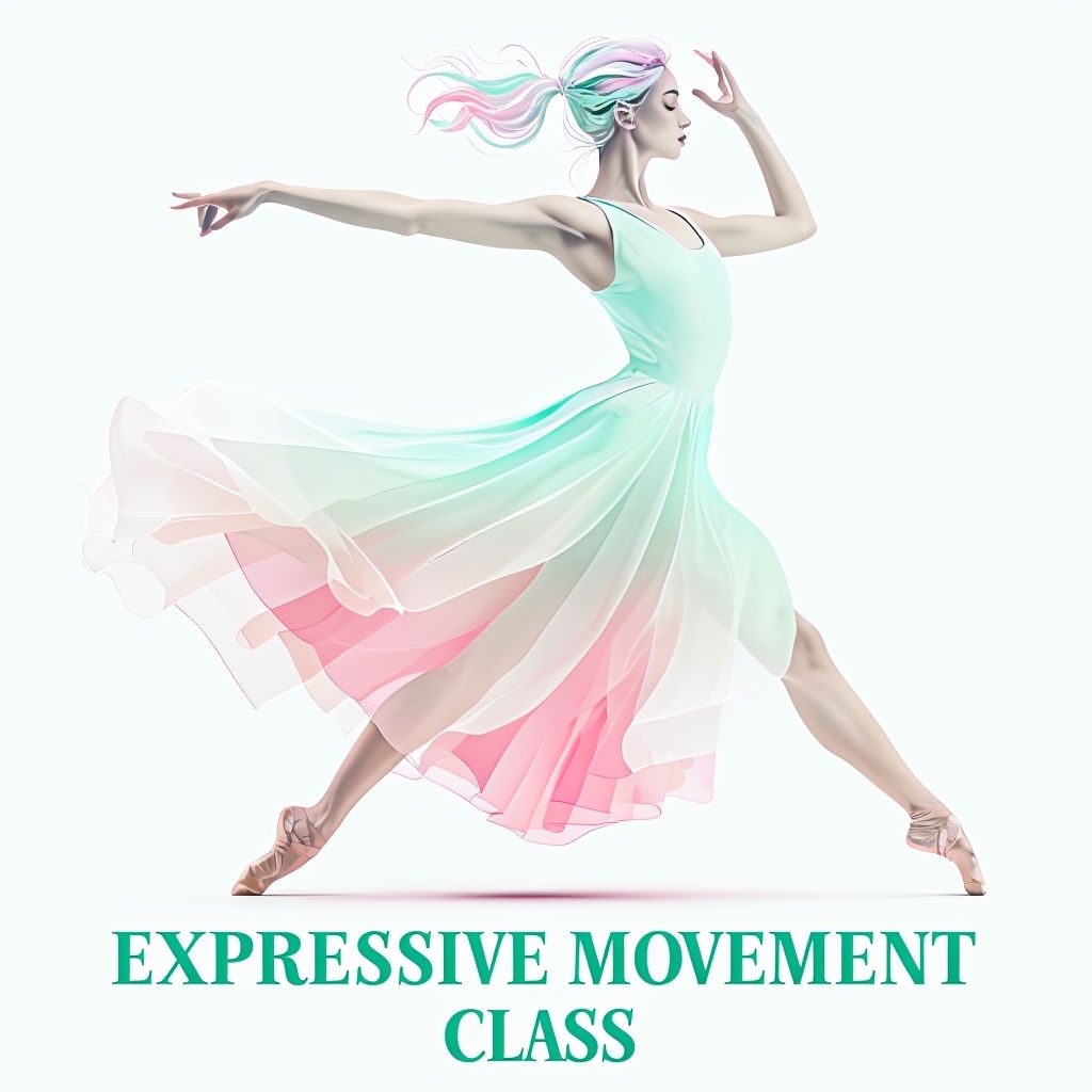 Elegant Minimalist Female Dancer Illustration for Movement Class Logo