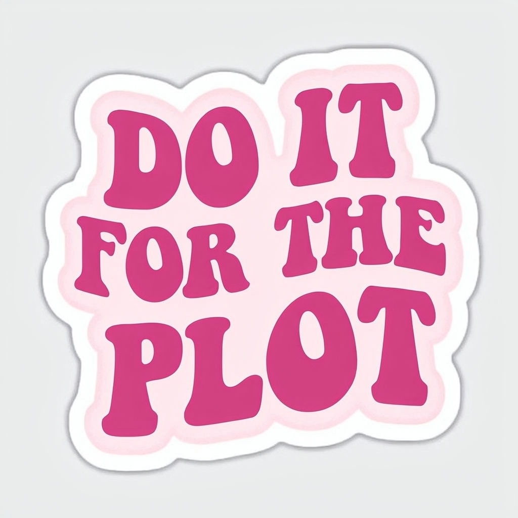 Playful Retro 'Do It For The Plot' Sticker Design