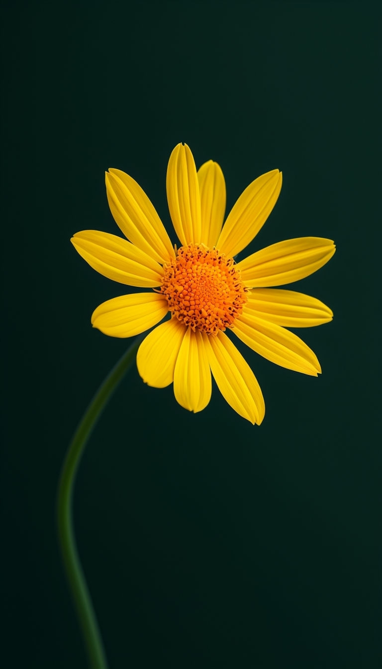Minimalist Yellow Flower Against Dark Green Background Wallpaper