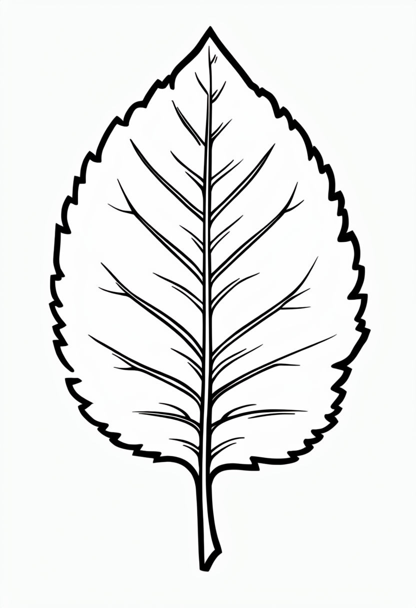 Detailed Leaf Line Drawing for Creative Coloring Book Pages