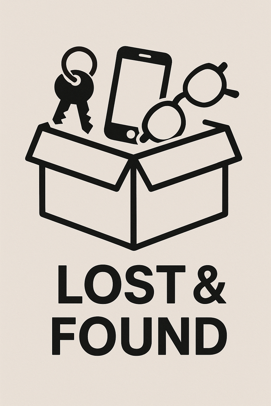 Minimalist Lost and Found Box Graphic Design Event Sign