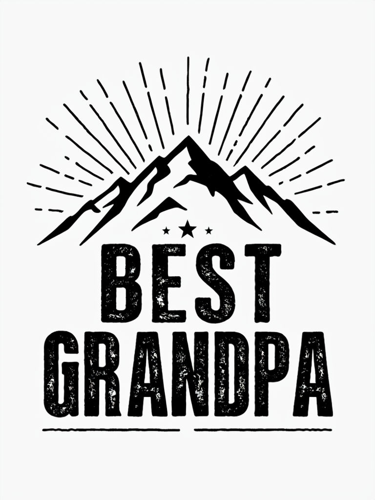 Bold Monochrome Best Grandpa Mountain Illustration T-Shirt