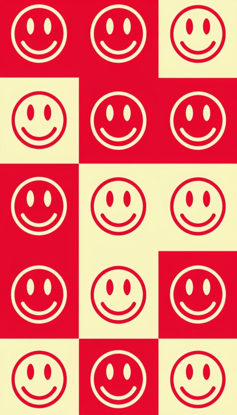 Cheerful Smiley Face Icon Grid Retro Graphic Phone Case Cover